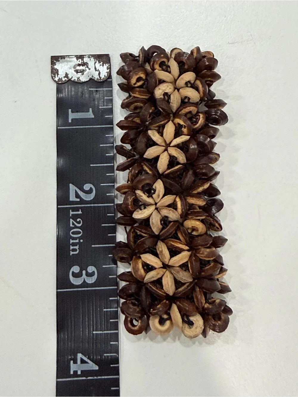 Boho Wood Seed Pod Flower Stretch Cuff Bracelet
